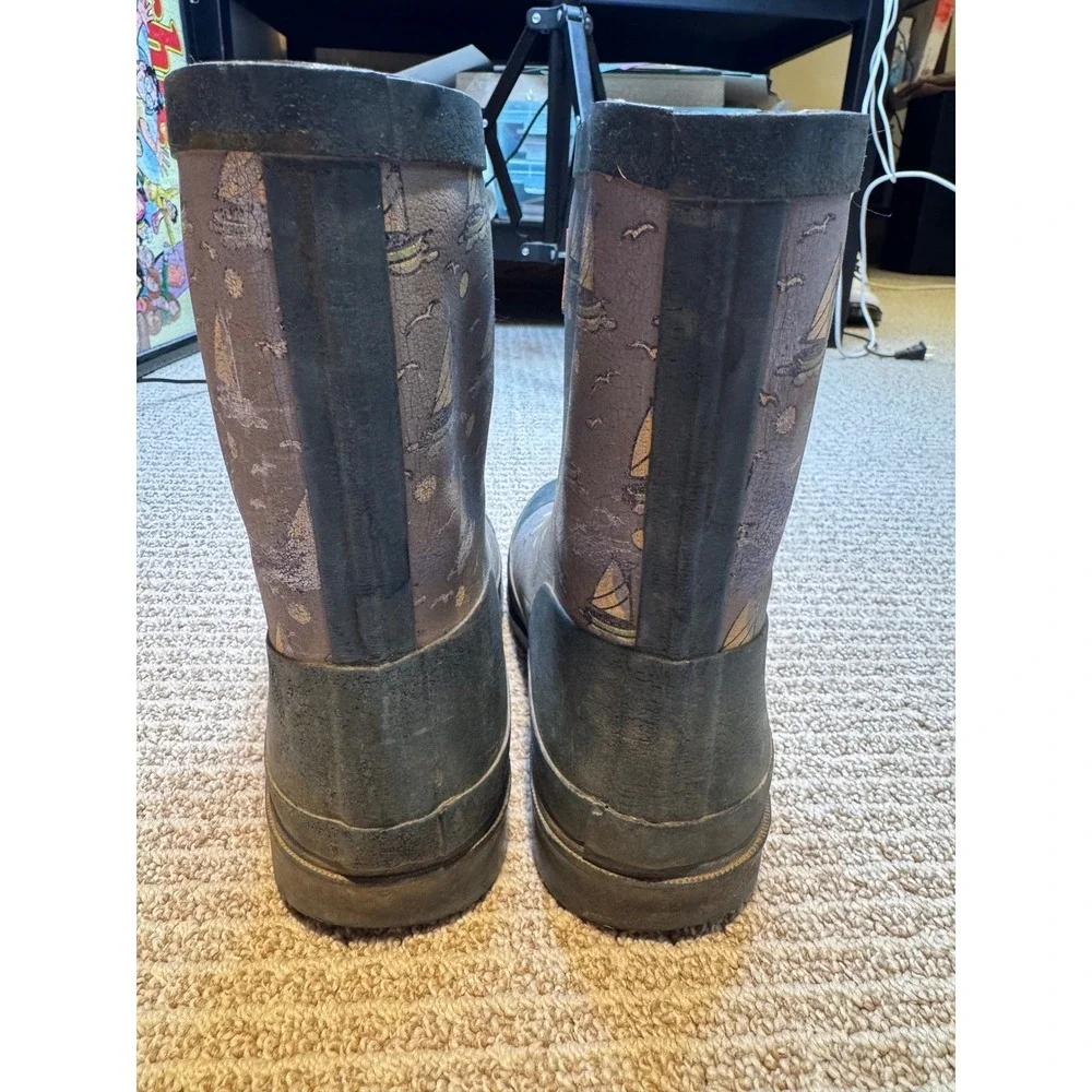 Vineyard Vines Sailboat Rain Boots Martha's Vineyard Grey Rubber Size‎ 6